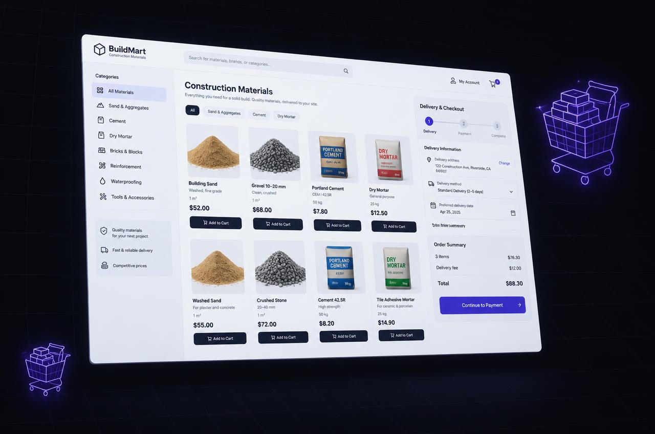 Portada de Venta Online de Materiales en Seco